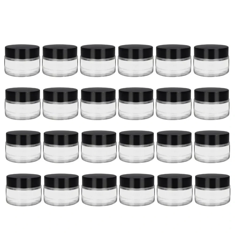 24 Pack 1 oz Glass Cosmetic Container Jars with Lid for Makeup Powders Ointment